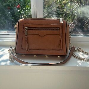 Rebecca Minkoff Avery Suede Crossbody Brown with Gold Studded Accents Like New